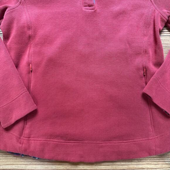 Orvis Signature Softest red floral lined quarter zip sweater SIZE S - Picture 3 of 7